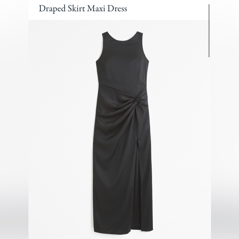 Abercrombie & Fitch • Black Satin Draped Skirt Maxi Dress (M) *NWT*